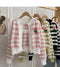 Two Piece Fashion Striped Floral Sweet Knitted Tank Top With Cardigan